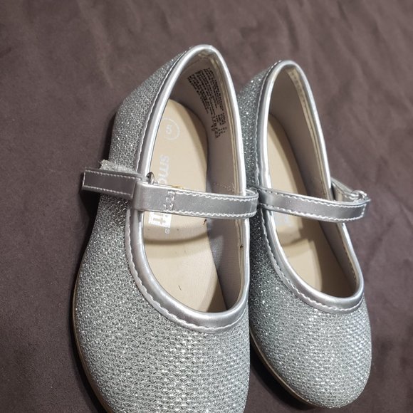 Smart Fit Silver Sparkly Slip On Dress Shoes Adjustable Velcro Straps Size 5 - Picture 4 of 5